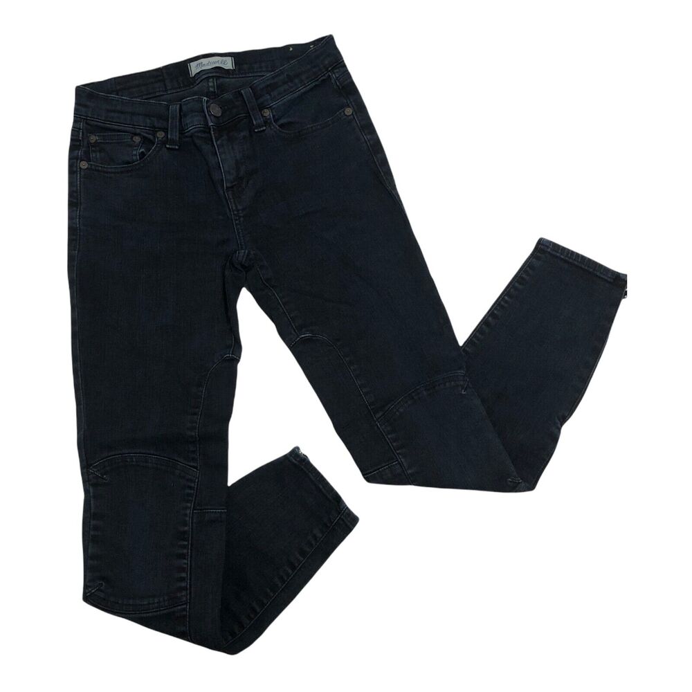 Madewell Skinny Skinny Jeans Ankle Zip Moto Dark Wash Blue Denim Size 26 - Picture 3 of 9